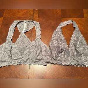 2 “Free People” Lace Bralettes in Light Gray - price is for both.